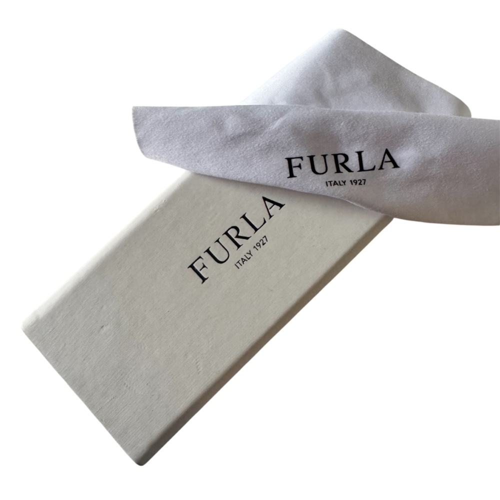 Furla Designer White Sunglass Box with Eyeglass Cleaning Cloth